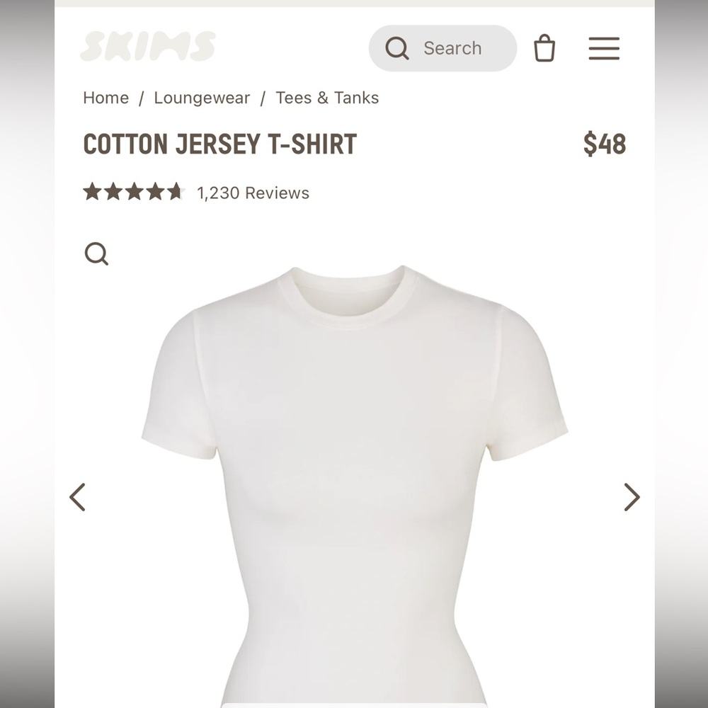 Skims Cotton Jersey T-Shirt Sz LARGE in marble